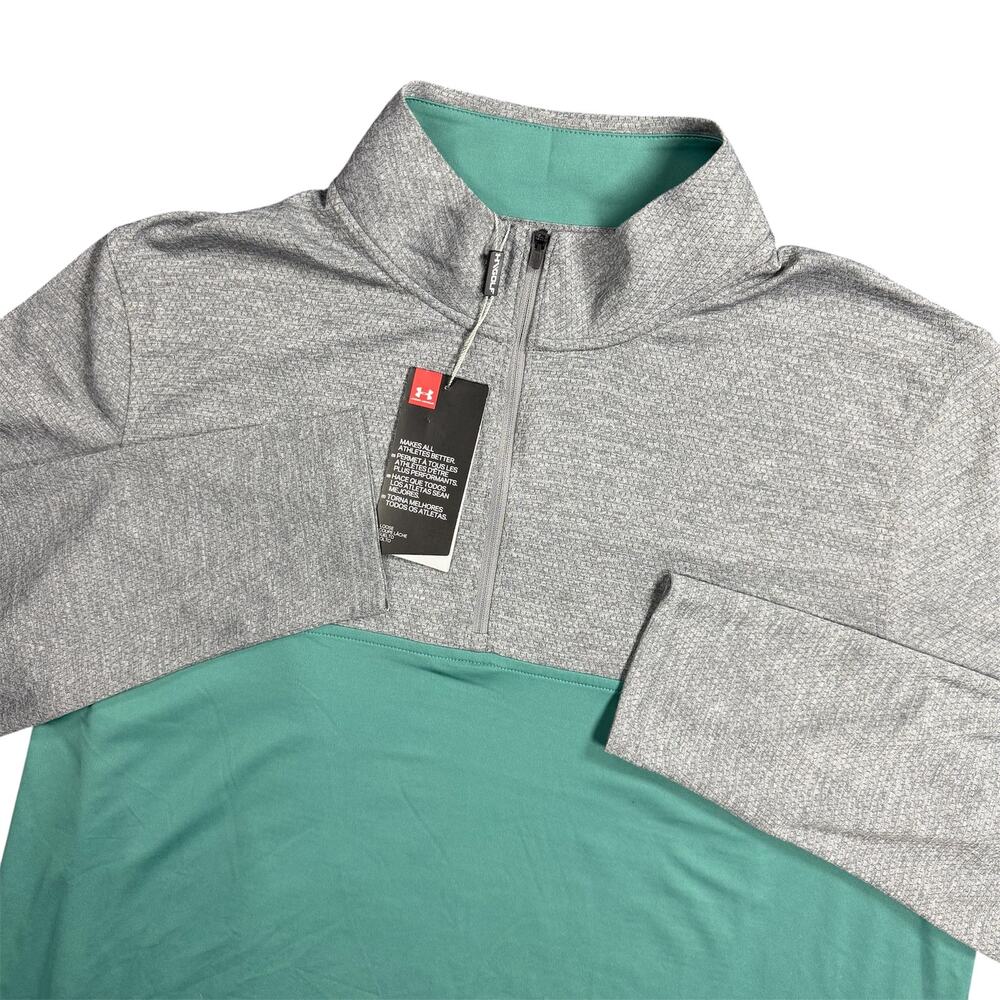Under Armour Men’s XL NWT Gray Mint Green Quarter Zip Golf Pullover Performance